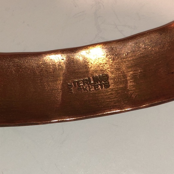 Vintage S.Skeets sterling silver & copper bracelet - Picture 5 of 16